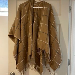 Tan plaid poncho